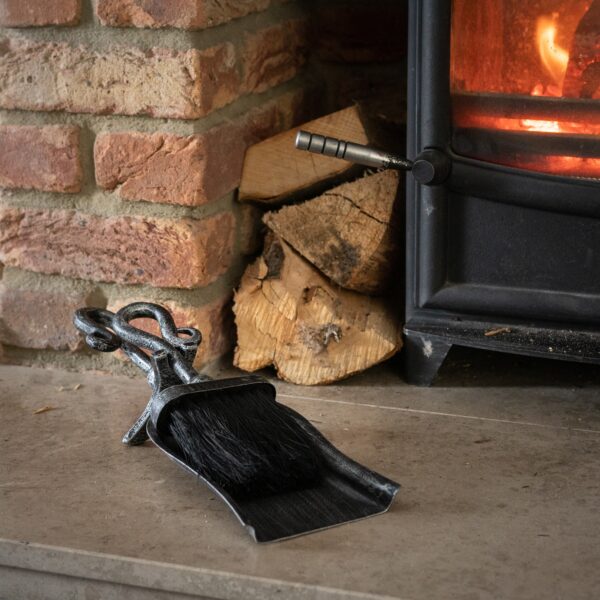 Silver Brushed Steel Crook Top Hearth Tidy Set - Image 3