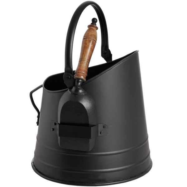 Black Coal Bucket with Teak Handle Shovel - Image 4