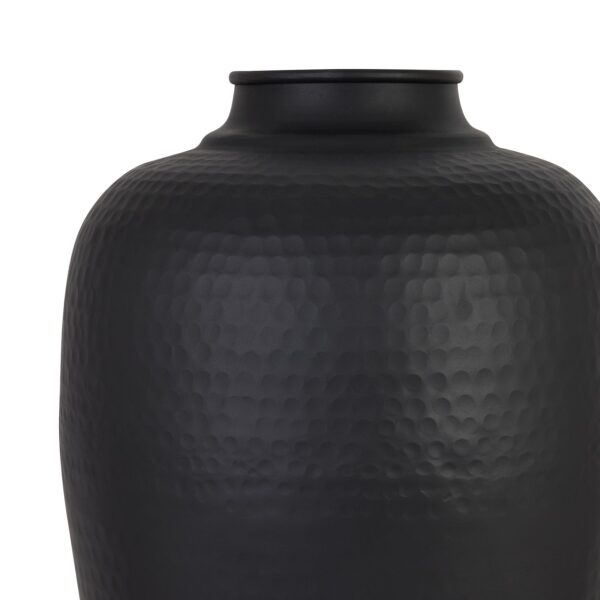 Matt Black Large Hammered Vase With Lid - Image 2