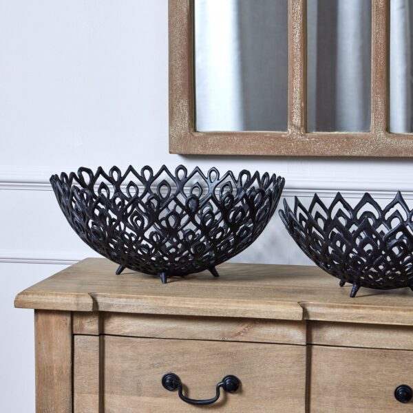 Large Black Cast Lattice Bowl - Image 3