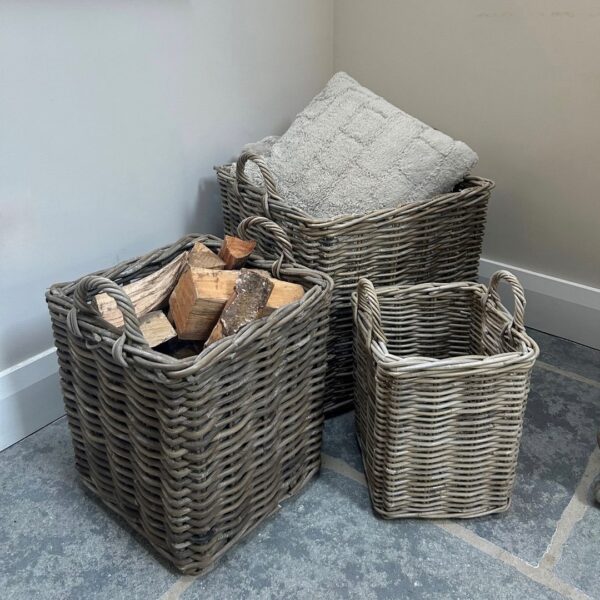 Set of 3 Kubu Rattan Square Storage Baskets