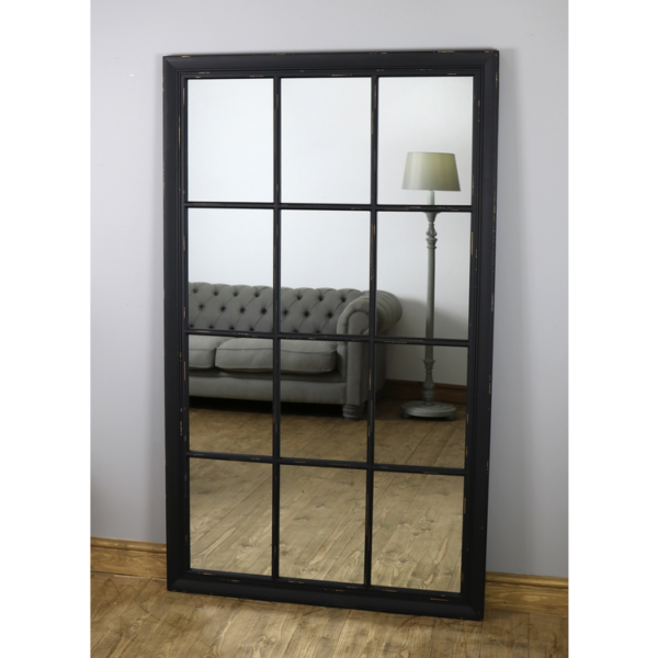 Black Wooden Window Mirror