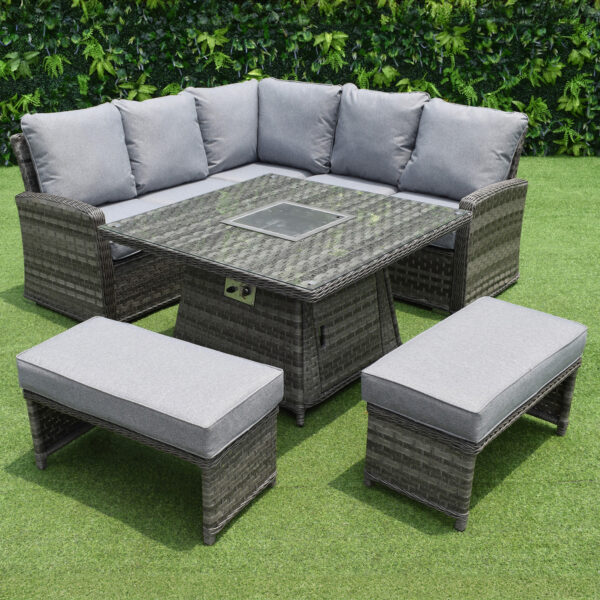 Richmond Casual Dining F/Pit Set (PW) - Dark Grey