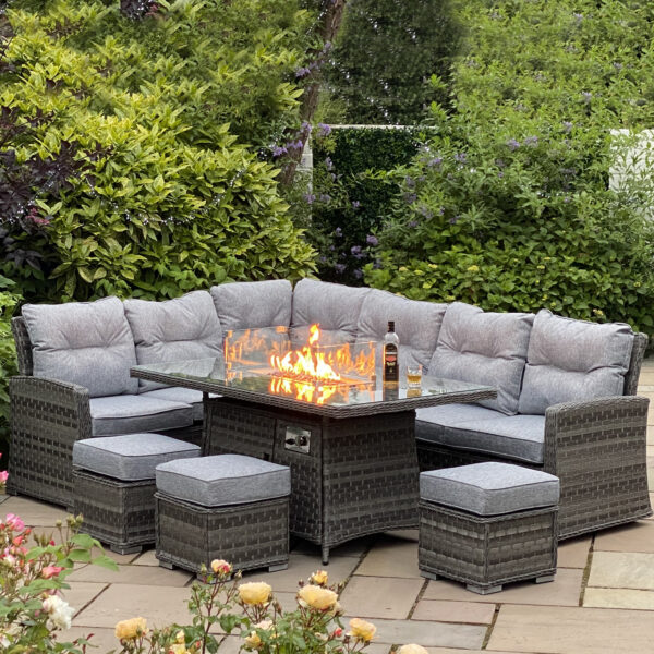 Richmond Casual Sofa Dining Set Firepit - Dark Grey