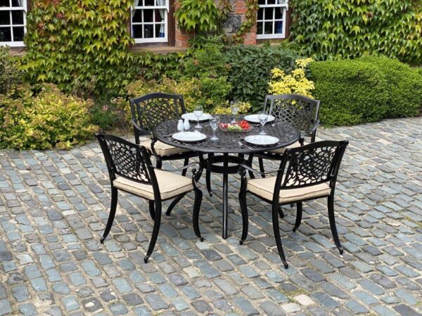 BALLYGOWAN 4-SEAT ROUND SET (H'BRONZE/CREAM) - Image 3